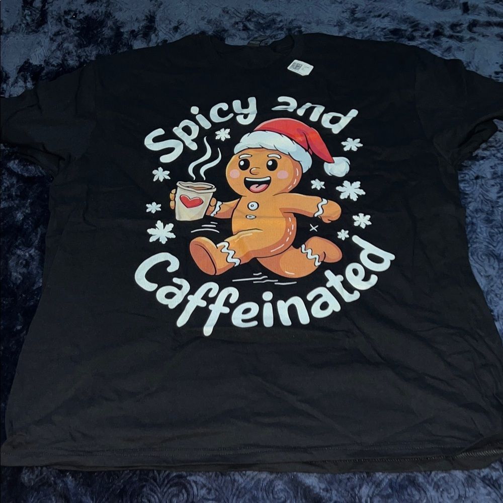Gingerbread Christmas Spicy and Caffeinated Coffee Shirt (Men’s XL)